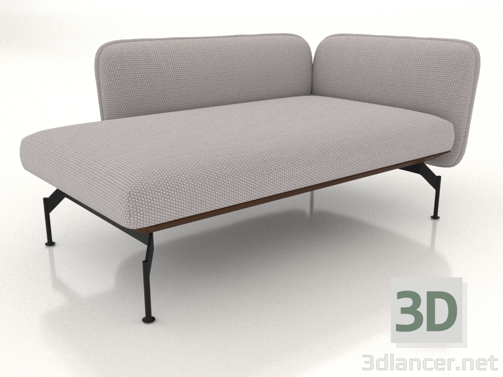 modello 3D Chaise longue 125 con bracciolo 110 a sinistra (rivestimento esterno in pelle) - anteprima