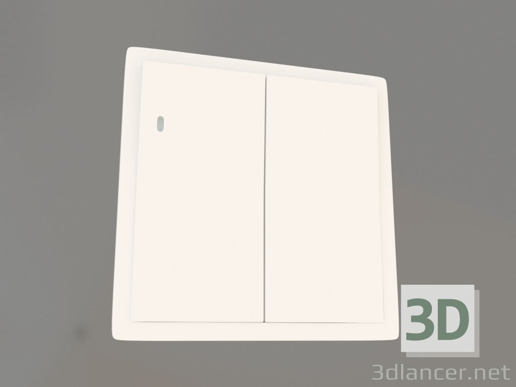 Modelo 3d Interruptor de 2 teclas com luz de fundo (10 A, 250 V, branco fosco, DA28533) R98 - preview