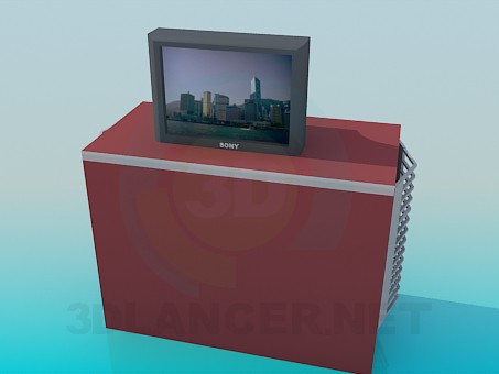 Modelo 3d Mesa de cabeceira com TV SONY - preview