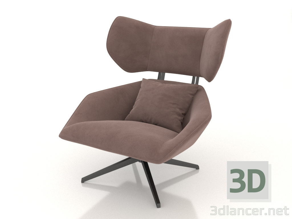 modello 3D Poltrona Boston (prugna) - anteprima