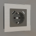 3d model Socket with grounding and 2 USB type A (gray-brown) - preview