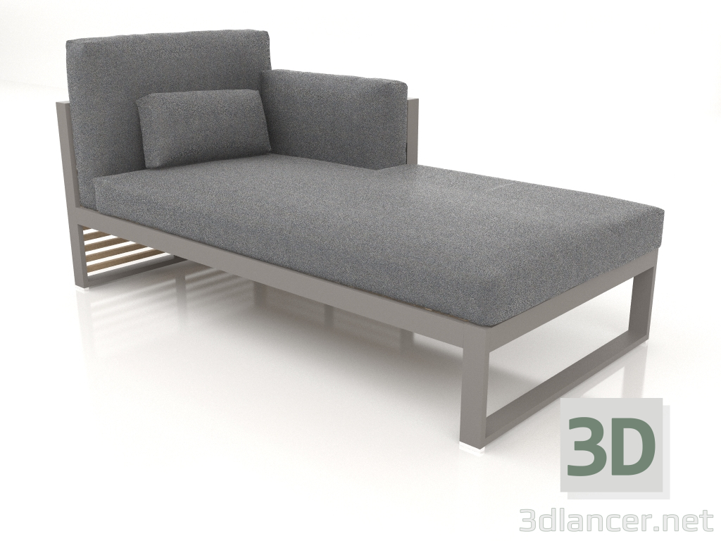 modèle 3D Canapé modulable, section 2 droite, dossier haut (Gris quartz) - preview