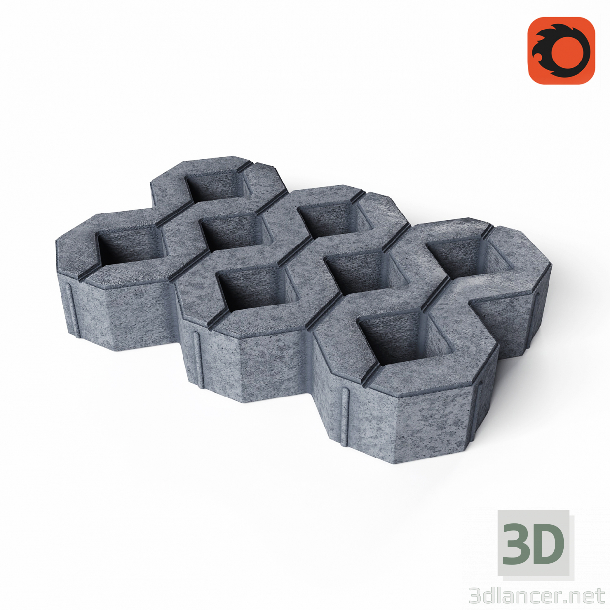 3d Lawn concrete lattice "MEBA" model buy - render