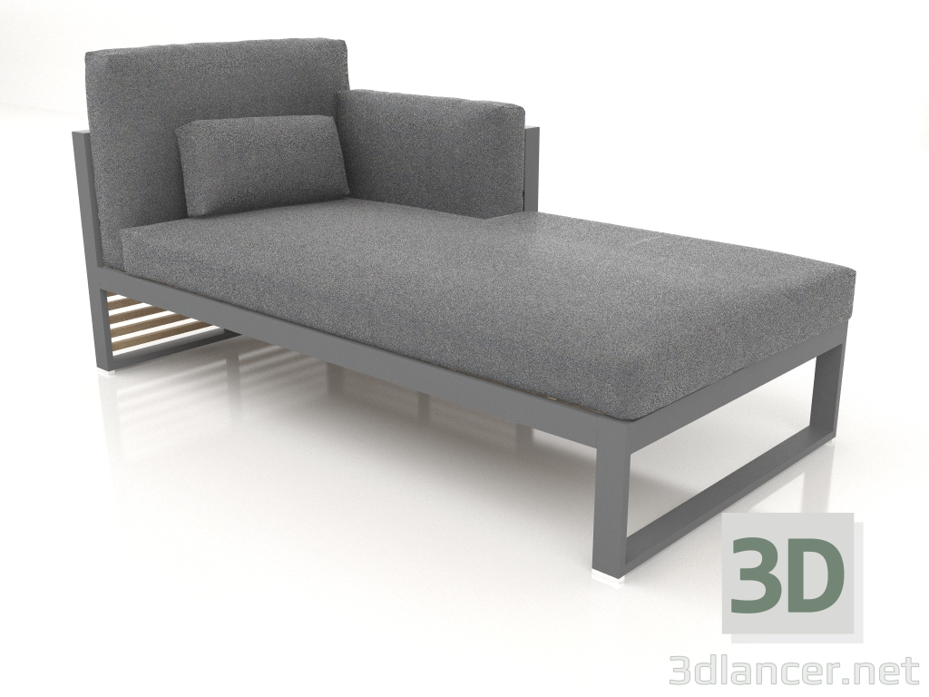 modèle 3D Canapé modulable, section 2 droite, dossier haut (Anthracite) - preview