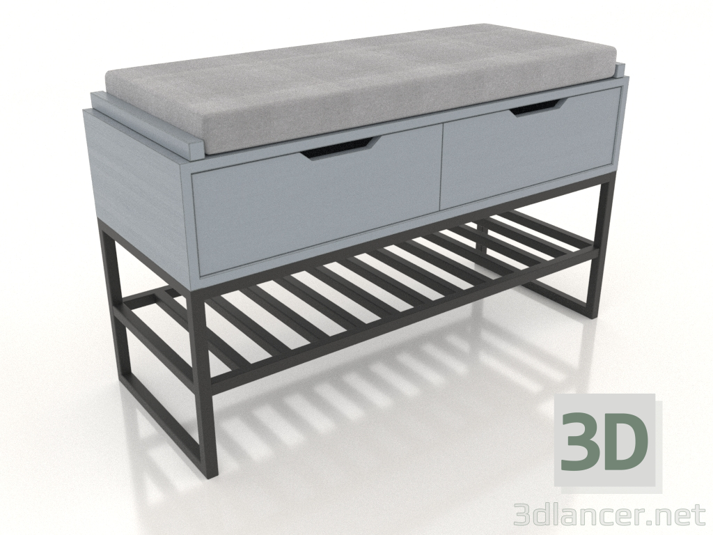 3d model Bench (silver-gray RAL 7001 with wood texture) - preview