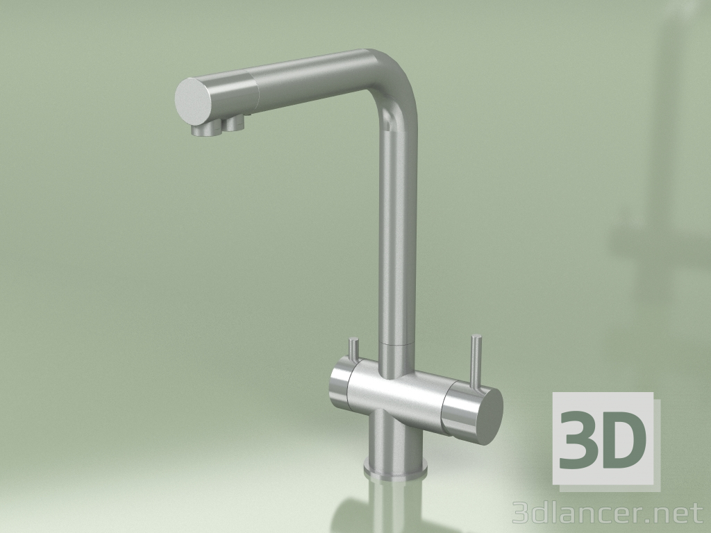 3d model Mezclador de fregadero de cocina de acero inoxidable con purificador de agua (383, AS) - vista previa