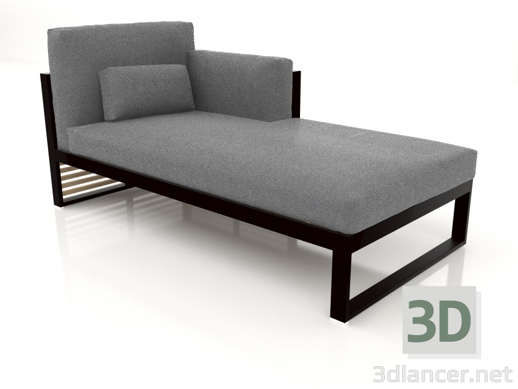 3d model Sofá modular, sección 2 derecha, respaldo alto (Negro) - vista previa