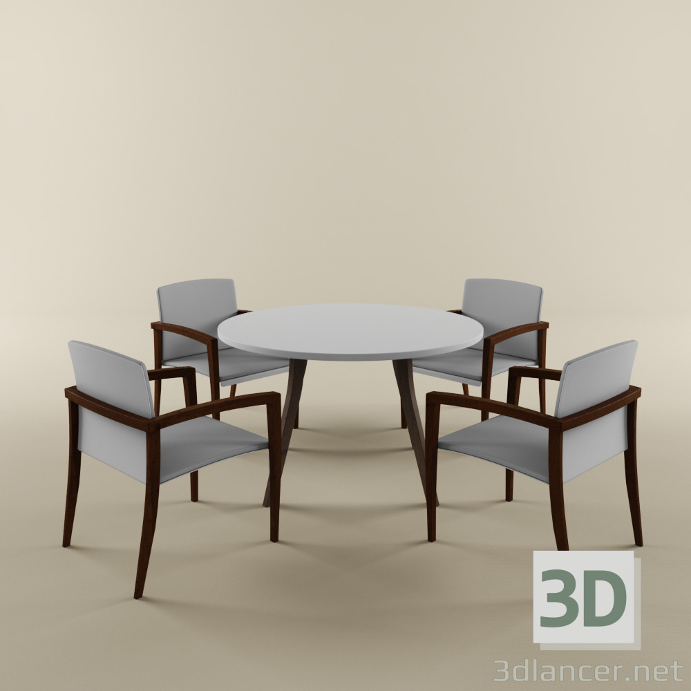 modèle 3D Table + chaises - preview