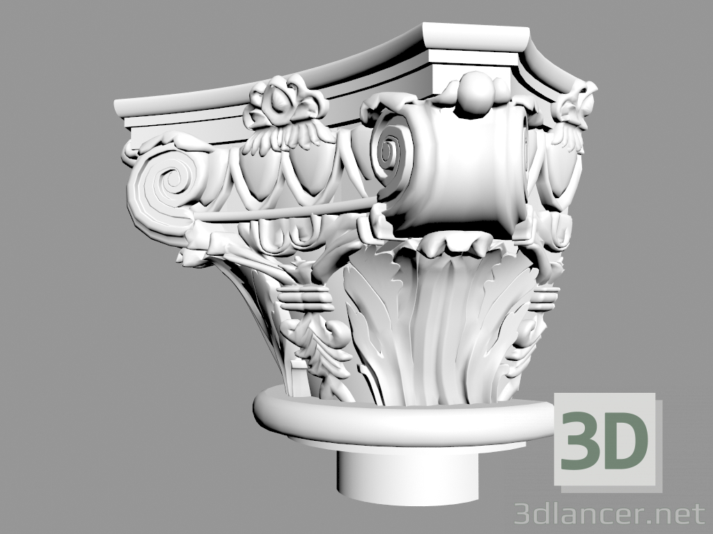 3D Modell Semicolumn (Hauptstadt) L9328 - Vorschau