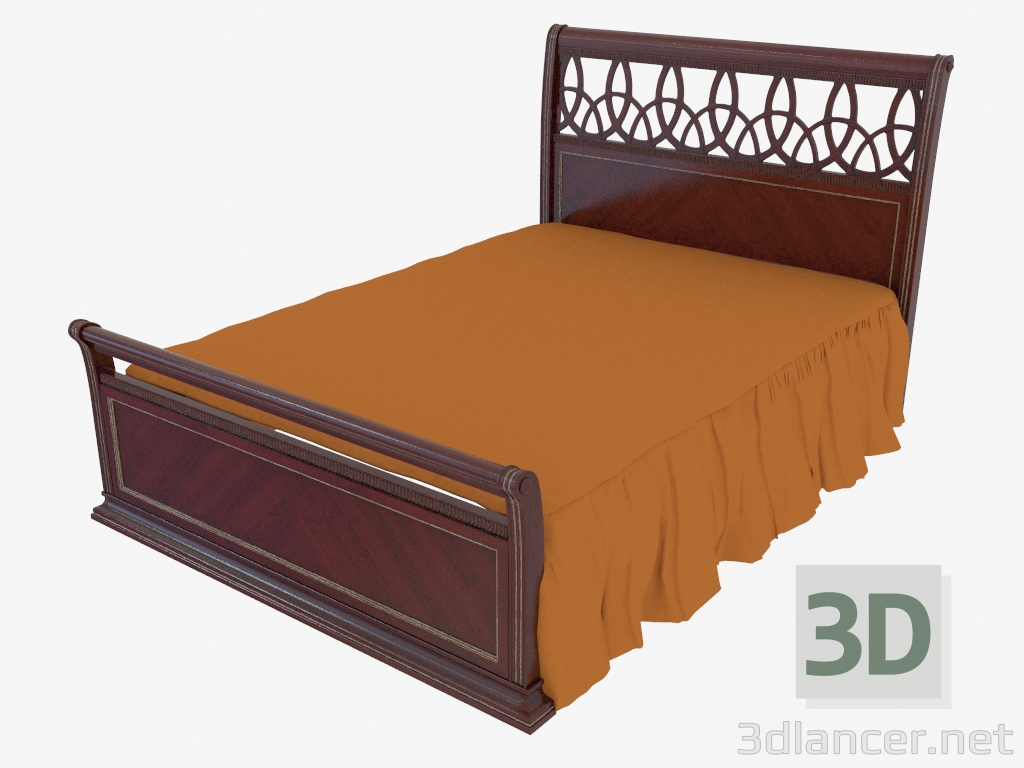 modello 3D Letto matrimoniale, finitura scura - anteprima