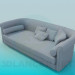 3D Modell Sofa mit Kissen und Rollen - Vorschau