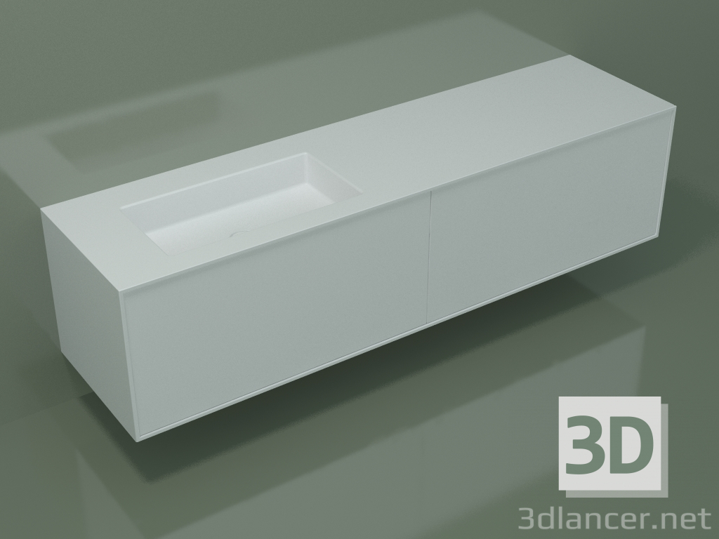 3d model Lavabo con cajones (06UCA34S1, Glacier White C01, L 192, P 50, H 48 cm) - vista previa