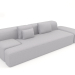 3D Modell Kokettes, gerades 3-Sitzer-Sofa und Hocker - Vorschau