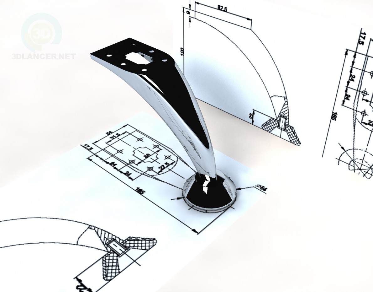 Modelo 3d Perna DZ G2 07 aço - preview