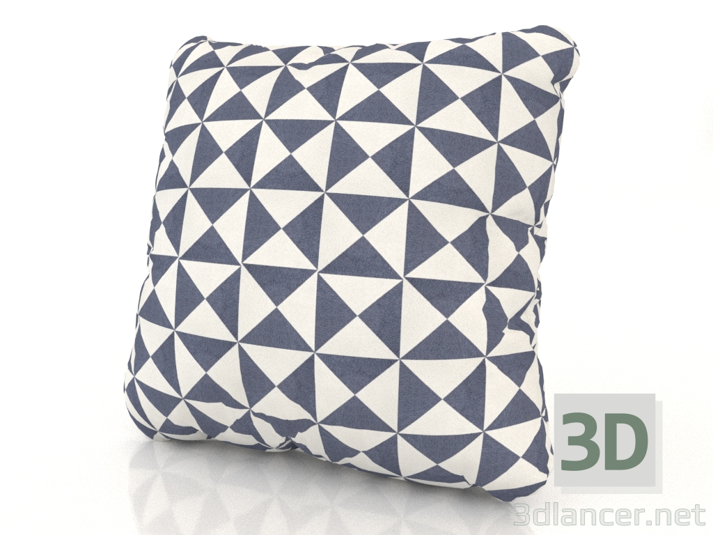 modèle 3D Coussin Velours Gris Motif (40x40) - preview