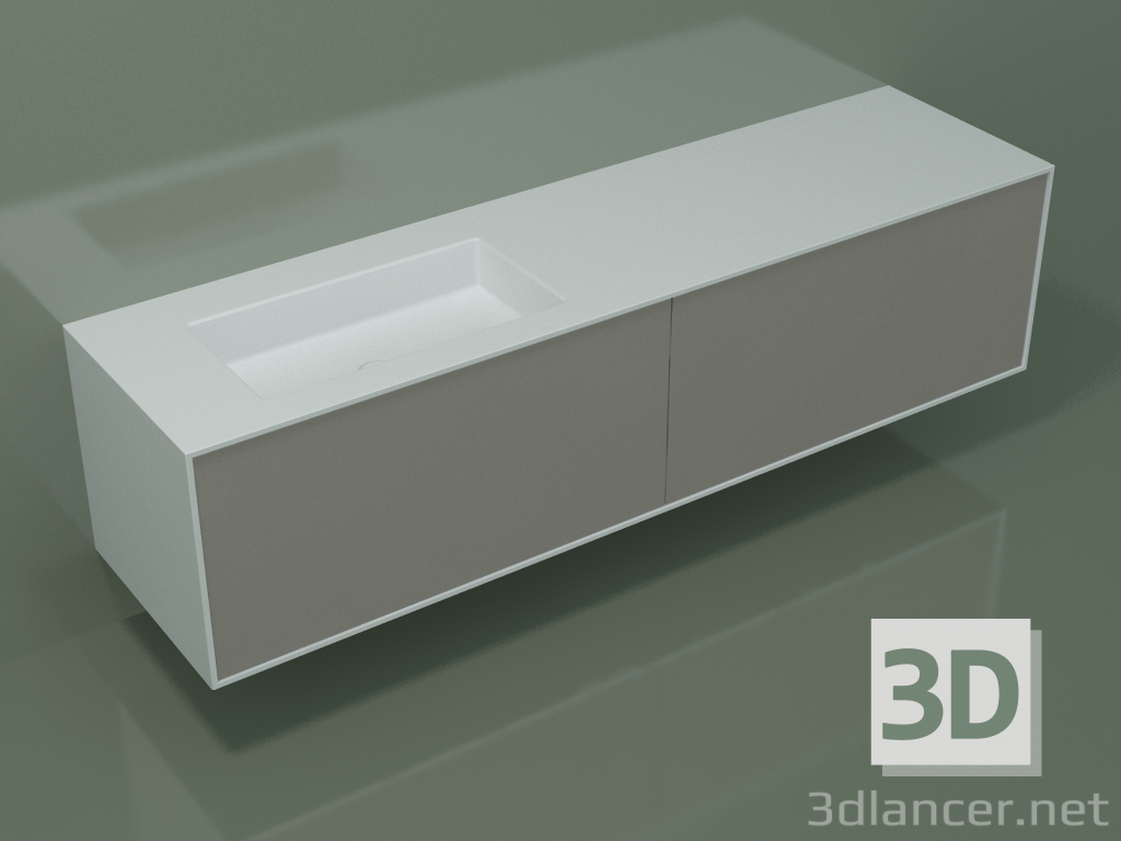 3d model Lavabo con cajones (06UCA34S1, Clay C37, L 192, P 50, H 48 cm) - vista previa