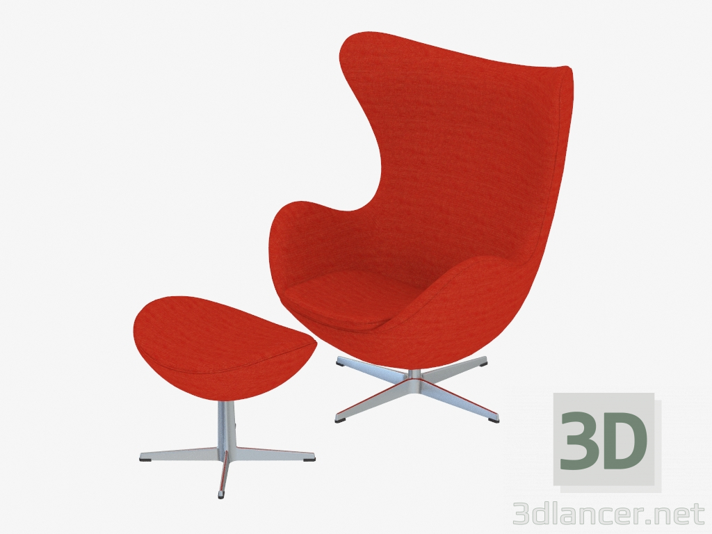 3d model Sillón con reposapiés Huevo - vista previa