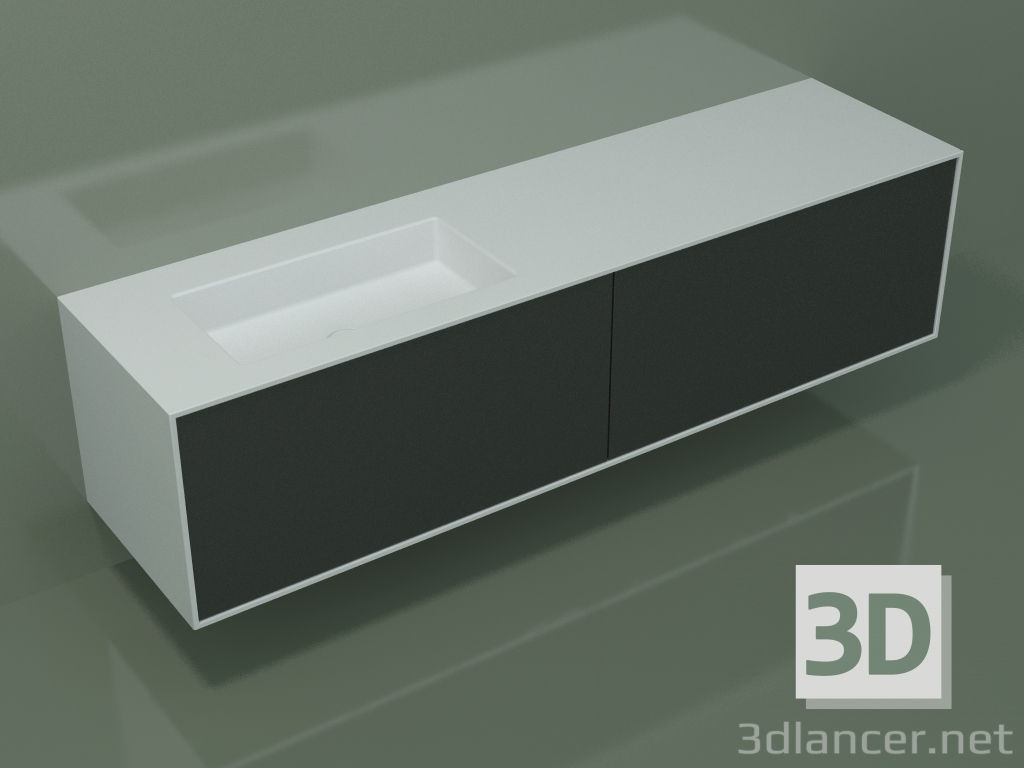 3d model Lavabo con cajones (06UCA34S1, Deep Nocturne C38, L 192, P 50, H 48 cm) - vista previa