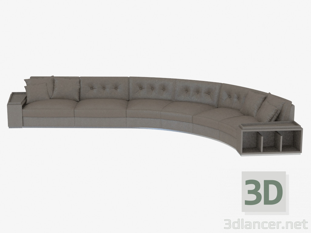 3d model Modern leather sofa with shelves Golden Circus (545х278х83) - preview