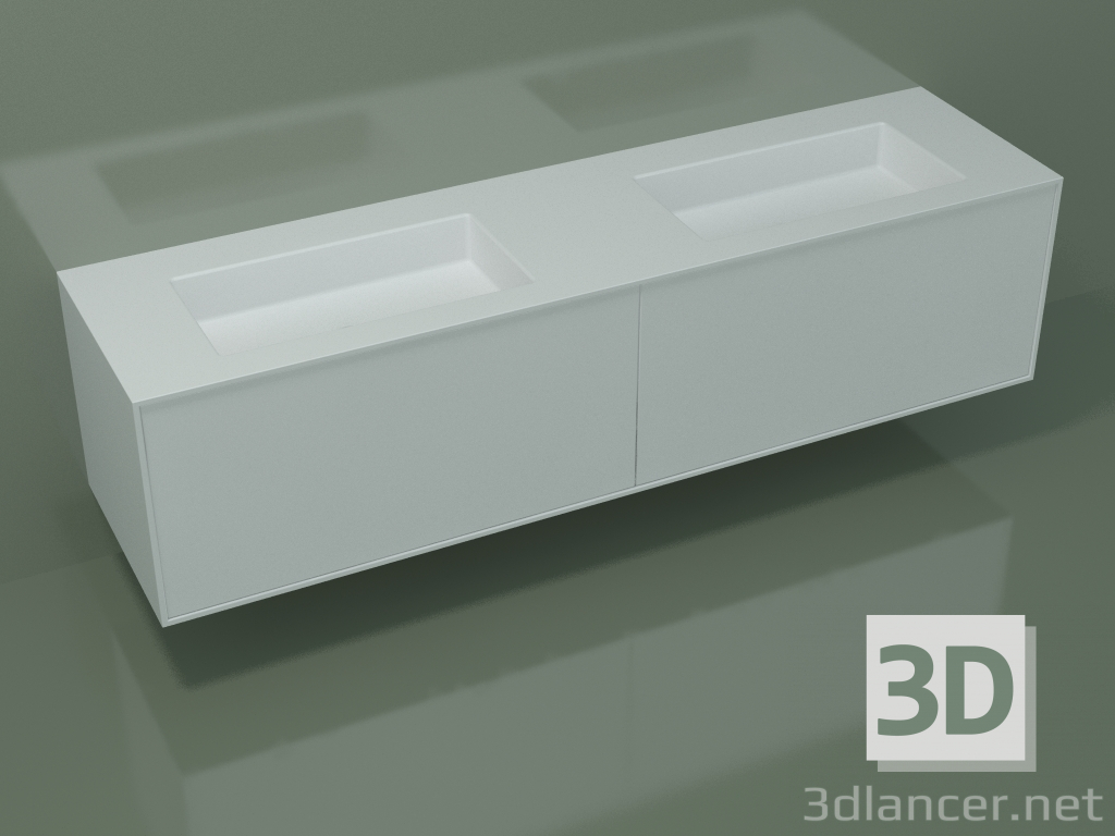 modello 3D Lavabo con cassetti (06UCA3421, Glacier White C01, L 192, P 50, H 48 cm) - anteprima