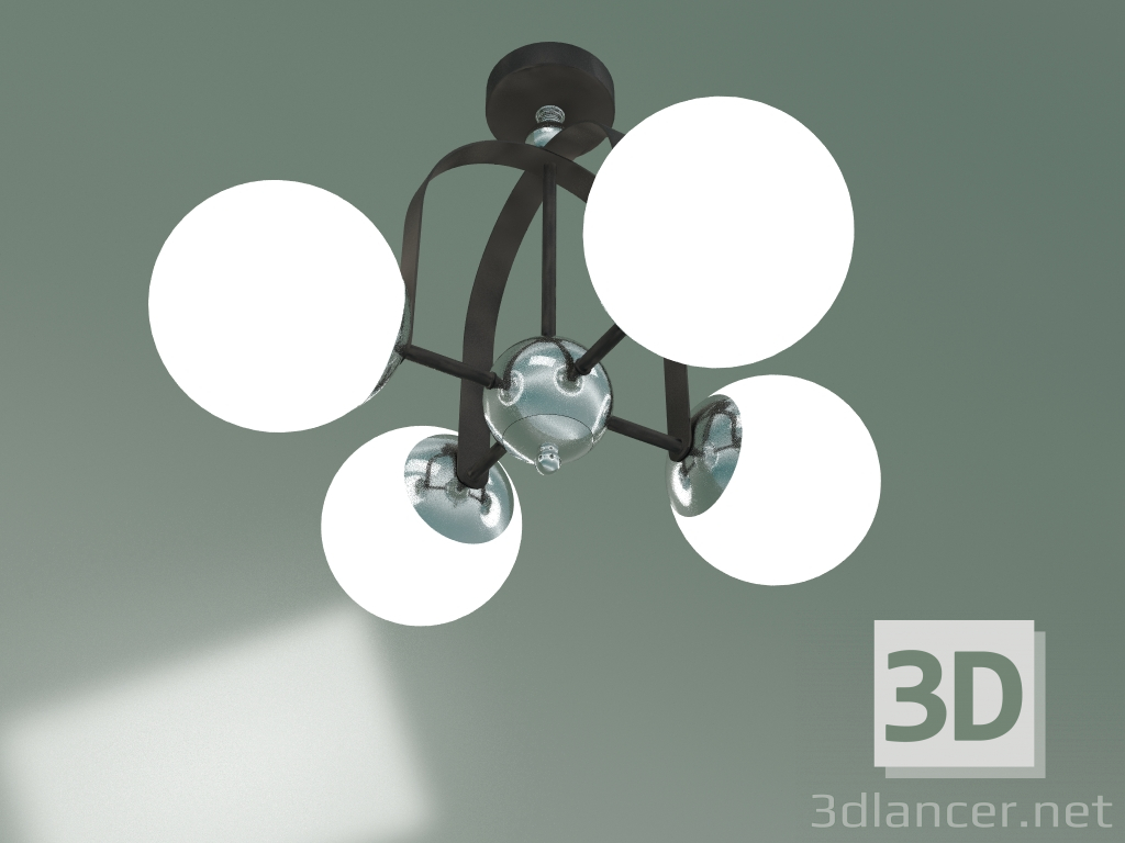 modello 3D Lampadario a soffitto 70082-4 (cromo-nero) - anteprima