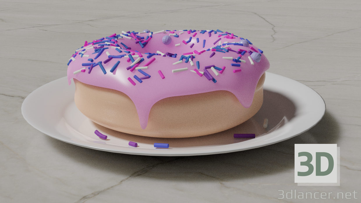 3d Пончик 3D модель | DONUT HIGH POLY 3D MODEL 3D model модель купить - ракурс