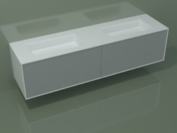 Washbasin with drawers (06UCA3421, Silver Gray C35, L 192, P 50, H 48 cm)