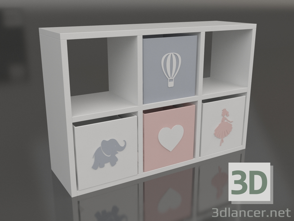 Modelo 3d Rack para brinquedos com gavetas (2 células + 4 gavetas) - preview