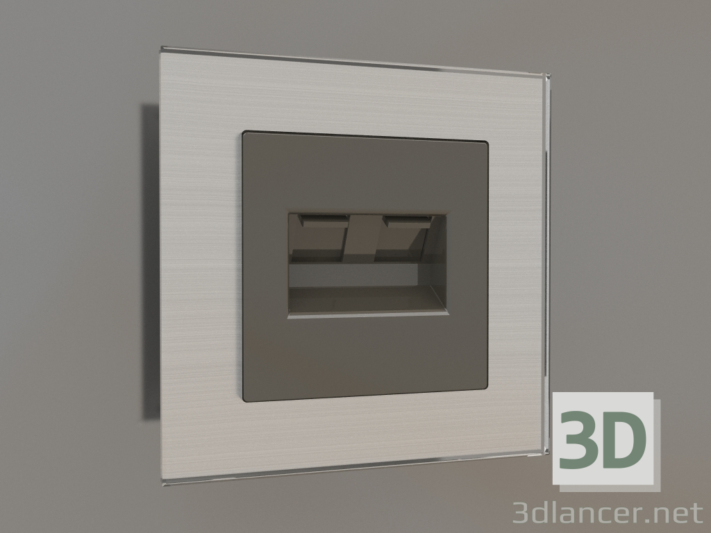 3d model Double Ethernet socket RJ-45 (gray-brown) - preview