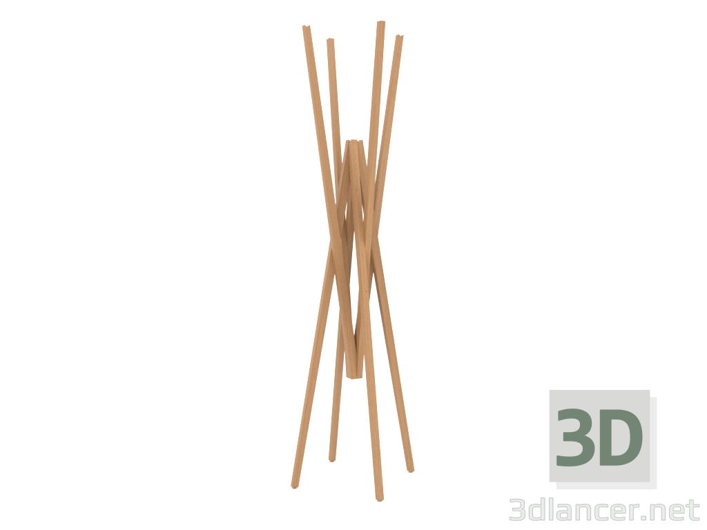 3d model Perchero (roble natural) - vista previa