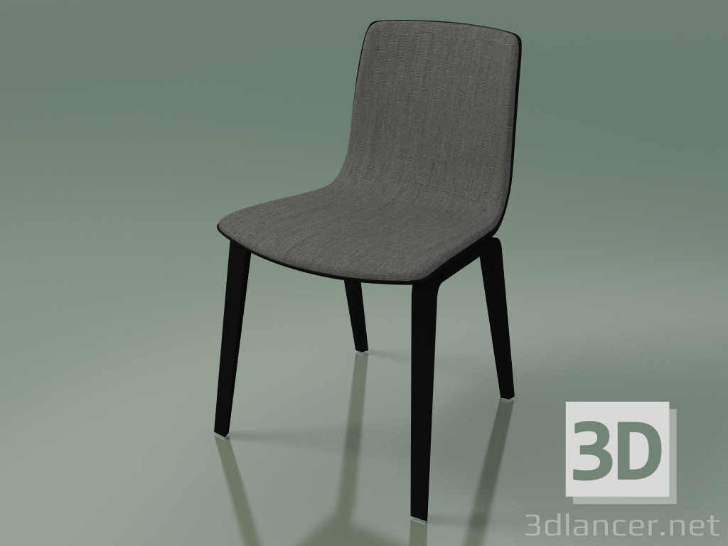 modello 3D Sedia 3938 (4 gambe in legno, rivestimento frontale, betulla nera) - anteprima