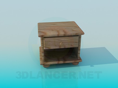 3D modeli Ahşap başucu masa - önizleme