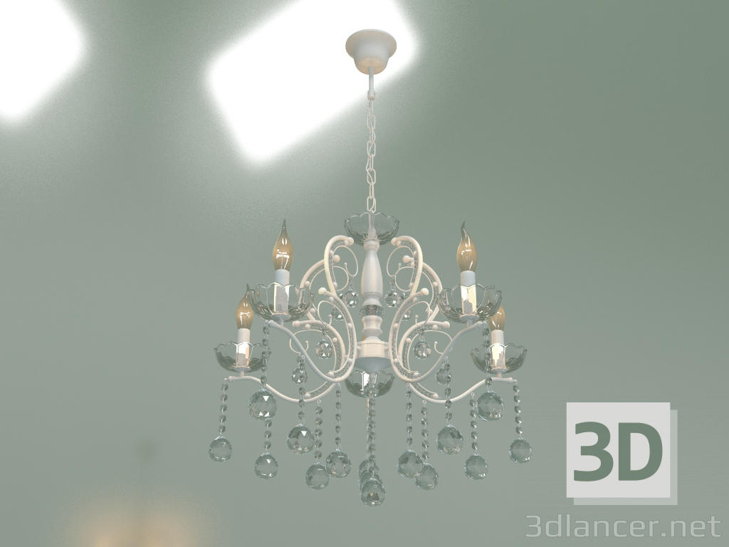 Modelo 3d Candelabro pendente Brezza 10107-5 (cristal branco-claro brilhante) - preview