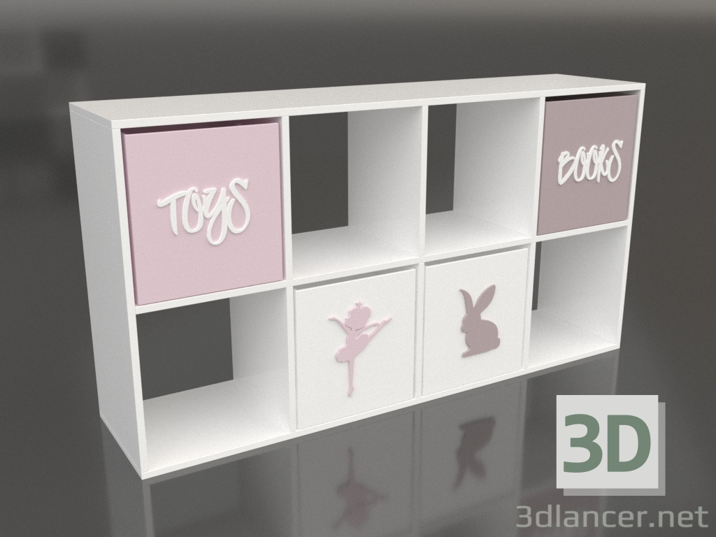 Modelo 3d Rack para brinquedos com gavetas Meninas (4 células + 4 gavetas) - preview