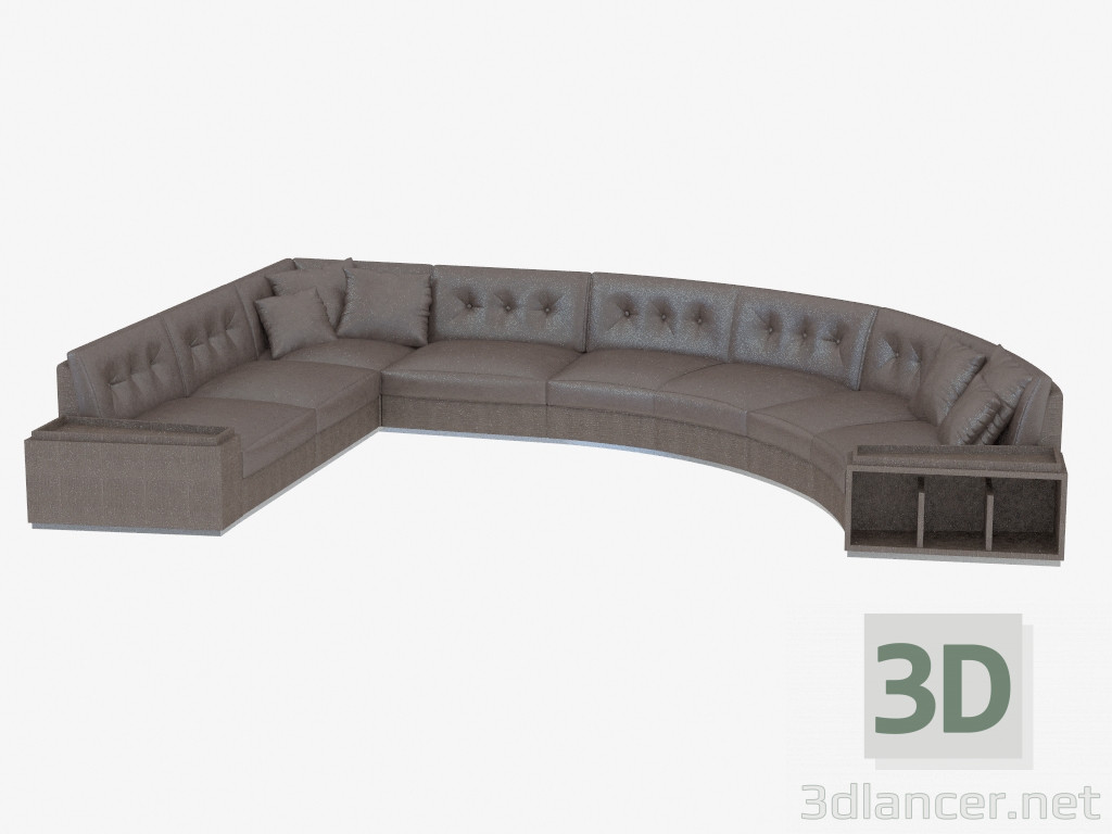 3D Modell Modern Ecksofa mit Regalen Golden Circus (512х354х83) - Vorschau