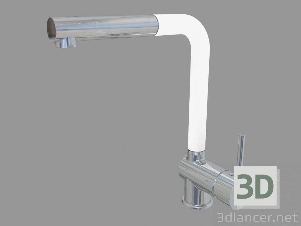 3D Modell Waschtischarmatur mit rechteckigem Auslauf und versenkbarer Gießkanne - chrom biały Aster (BCA W730) - Vorschau