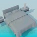 3d model Cama de matrimonio con armarios - vista previa