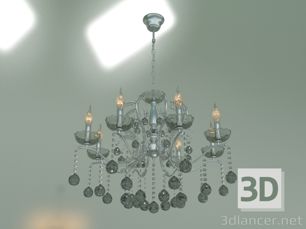 modello 3D Lampadario sospeso Brezza 10107-8 (cristallo fumè cromato) - anteprima