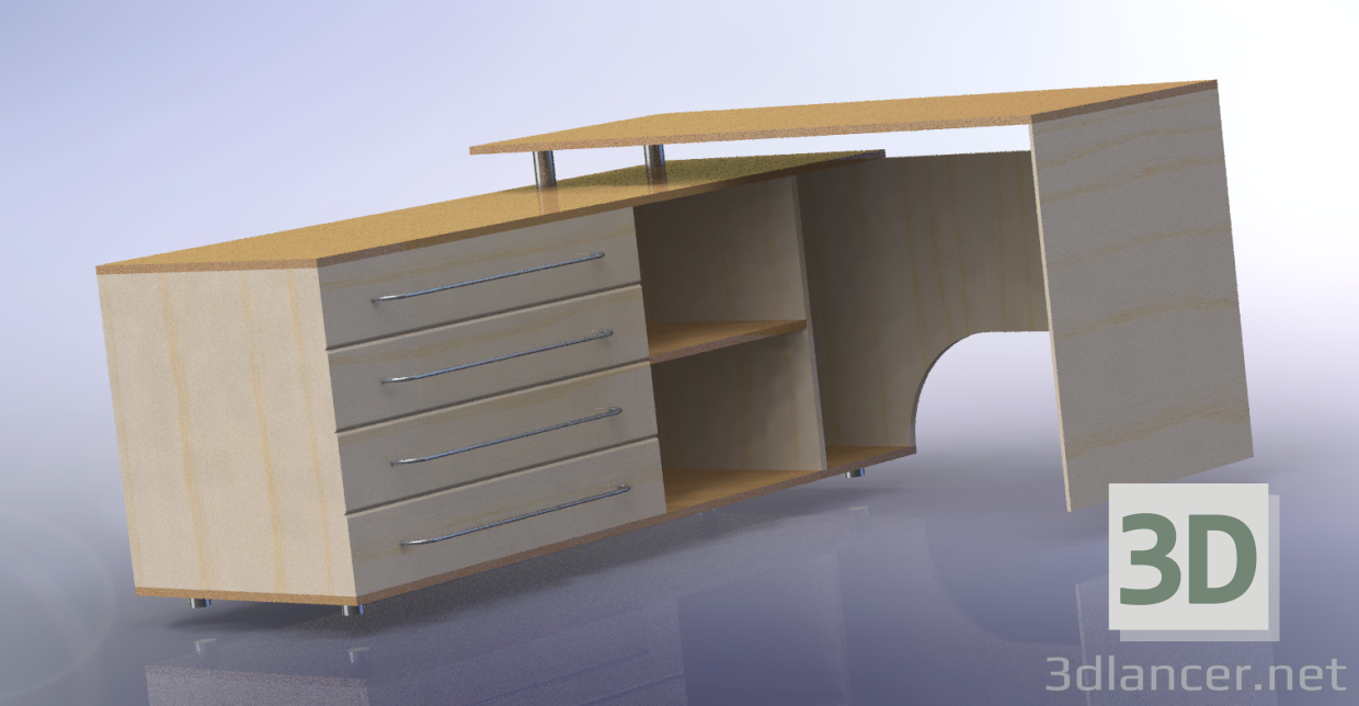 3d Computer desk model buy - render