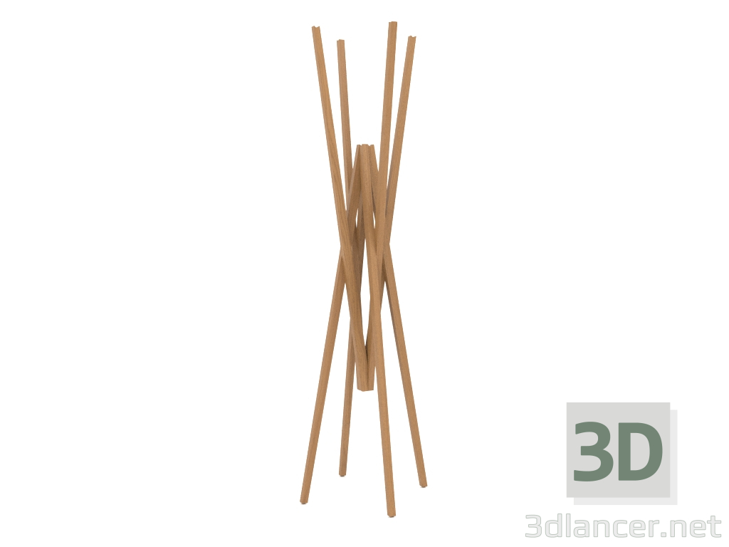 3d model Perchero (roble oscuro) - vista previa