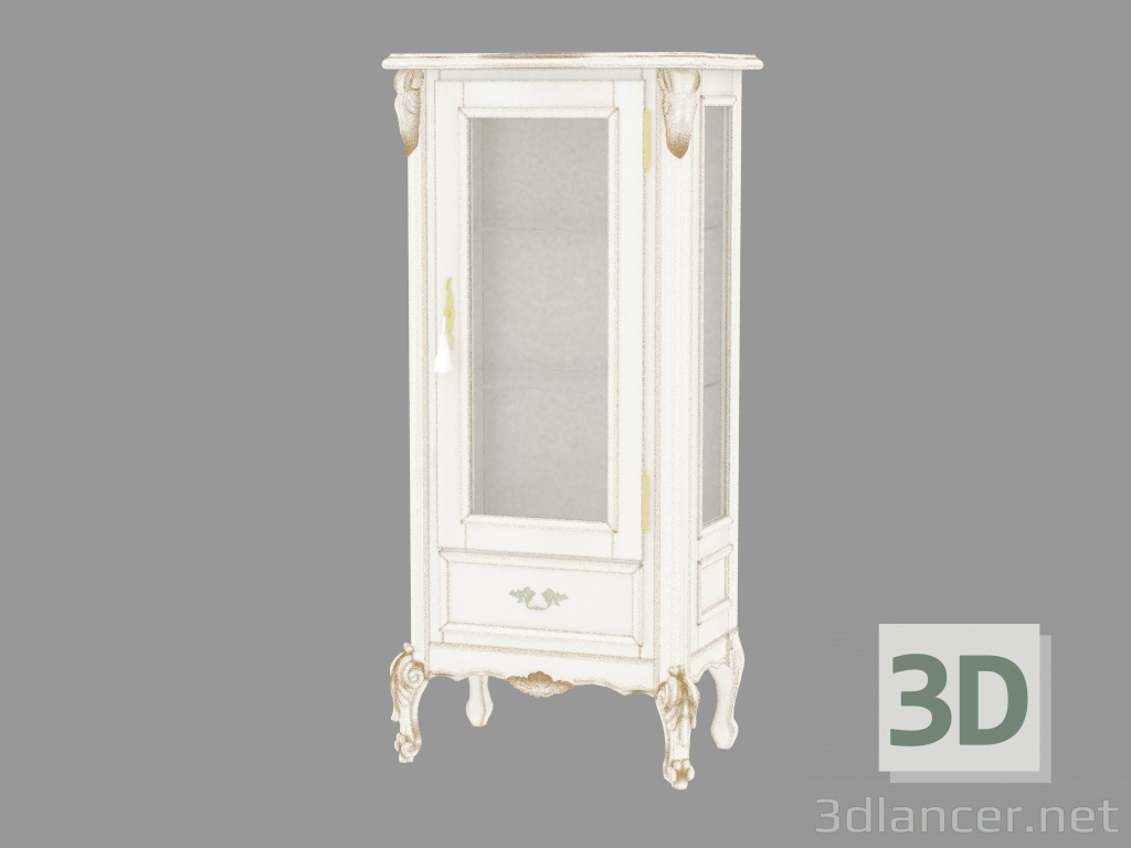 3d model armario de una sola puerta con BN8807 compartimento (blanco con pátina de oro) - vista previa