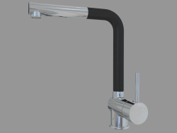 Sink mixer with rectangular spout and retractable watering can - chrom czarny Aster (BCA B730)