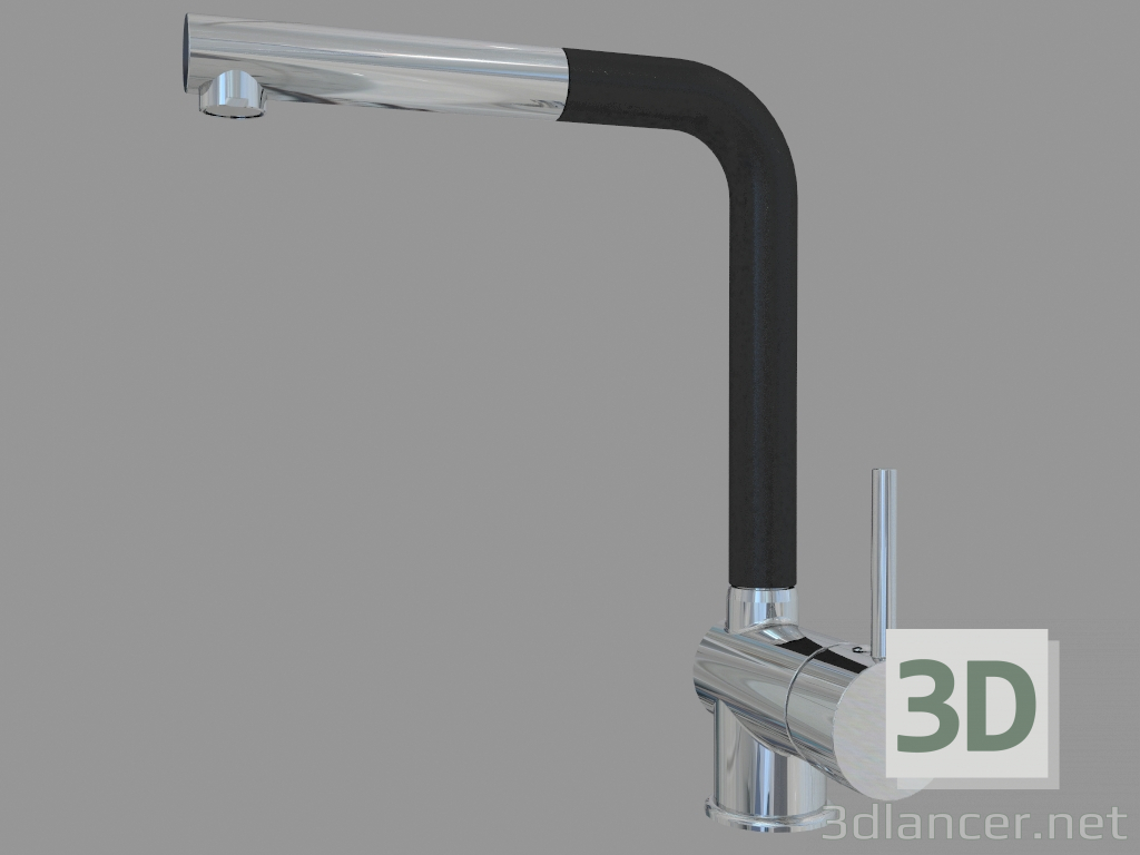 3D Modell Spültischbatterie mit rechteckigem Auslauf und versenkbarer Gießkanne - chrom czarny Aster (BCA B730 - Vorschau