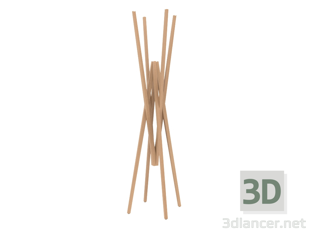 3d model Perchero (roble claro) - vista previa