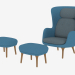 3d model Armchair with pouffes Ro - preview