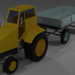 3d Tractor (+ blade, bucket, trailer) model buy - render