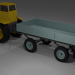 3d Tractor (+ blade, bucket, trailer) model buy - render