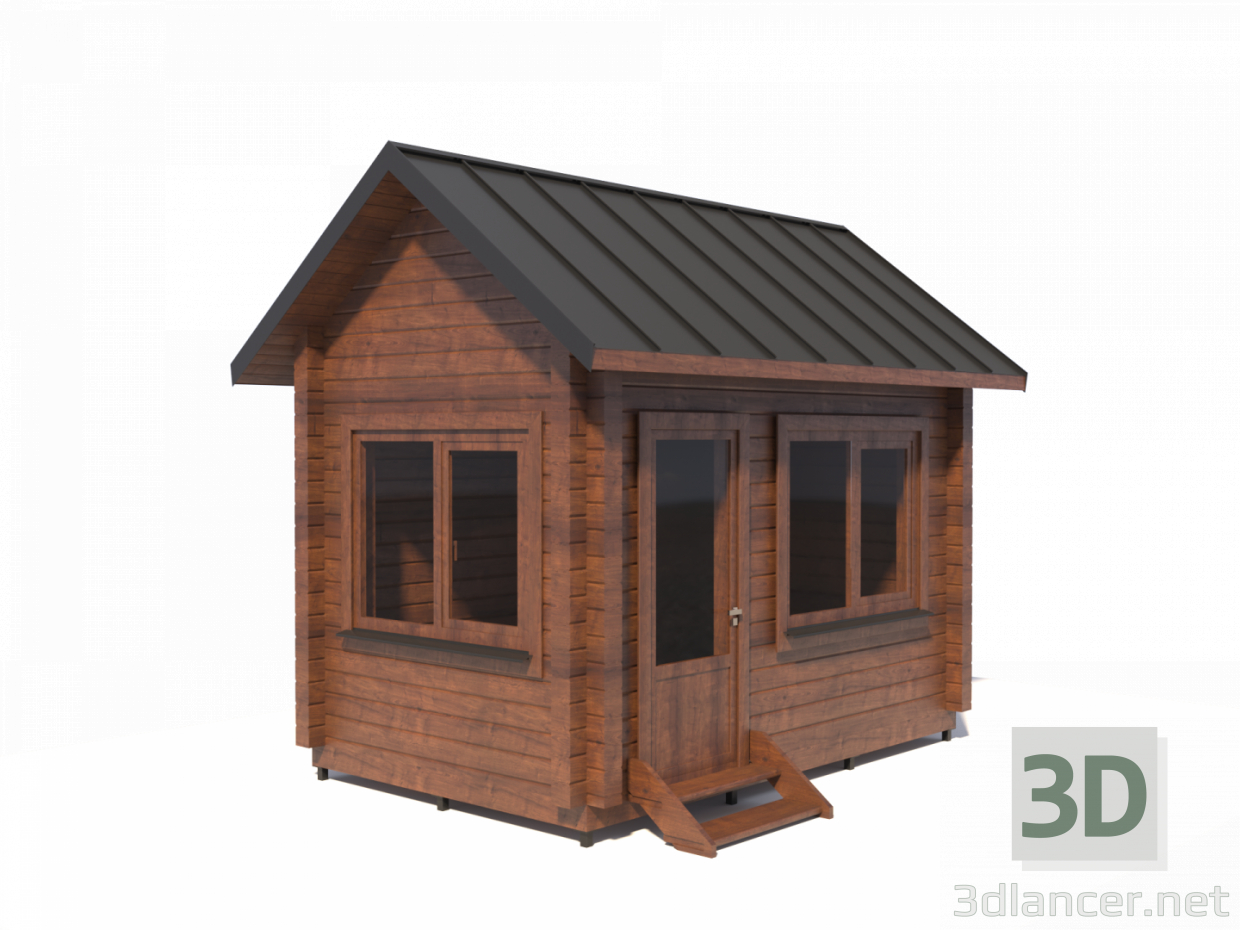 casa de madera de viga perfilada h3,9x4x2,5 m 3D modelo Compro - render