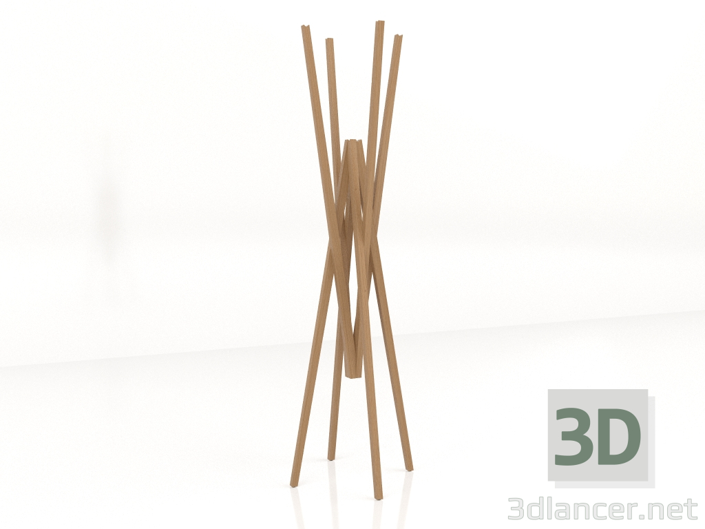 3d model Perchero (roble natural) - vista previa