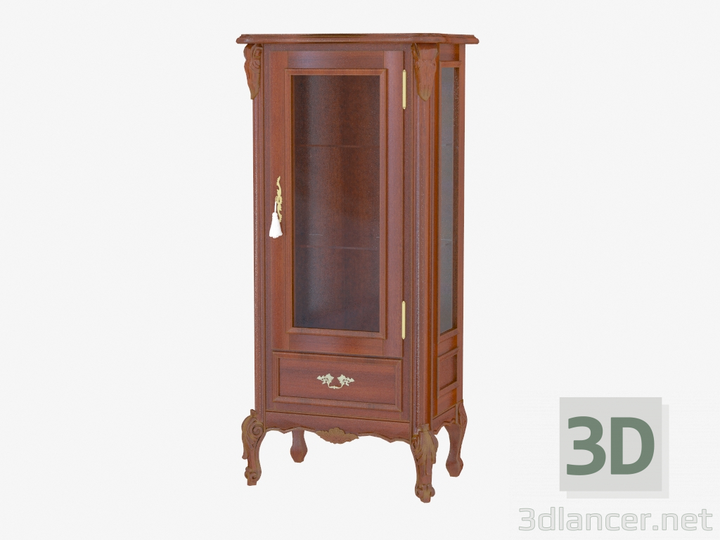 3d model armario de una sola puerta con BN8807 compartimento (madera) - vista previa